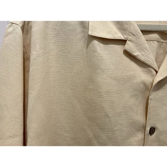 Tommy Bahama Silk Shirt Large Yellow Short Sleeve Button Down Palm Tree Print - Picture 4 of 9